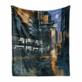 thumbnail image 1 of Futuristic Soft Flannel Fleece Blanket, Digital Paint Science Fiction Cityscape Architecture Cyberpunk Technology, Cozy Plush for Indoor and Outdoor Use, 60" x 80", Black Orange Blue, by Ambesonne, 1 of 6