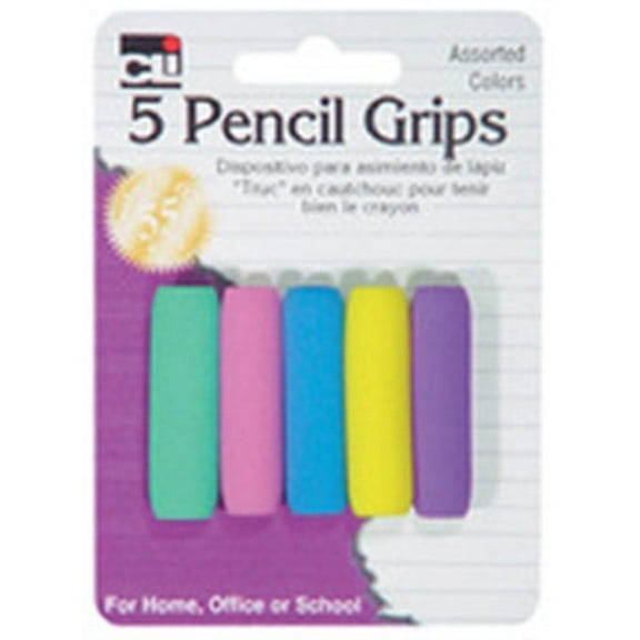 charles leonard soft cushioned foam pencil grips, assorted colors, 5-pack (80805)