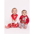 thumbnail image 4 of Character Infant Baby Holiday Take Me Home, Bib, Long-Sleeve Bodysuit, and Pants Outfit Set, 3-Piece Sizes Newborn-12 Months, 4 of 12