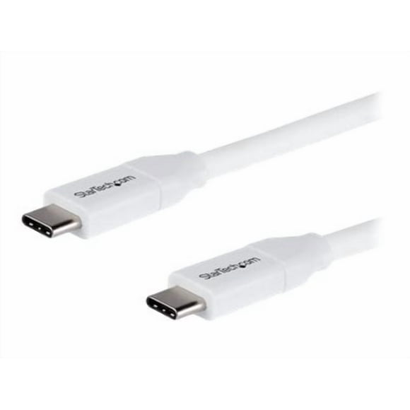 StarTech.com USB C to USB C Cable - 6 ft / 2m - 5A PD - M/M - White - USB 2.0 - USB-IF Certified - USB Type C Cable - USB C Charging Cable (USB2C5C2MW) - USB cable - 24 pin USB-C (M) to 24 pin USB-C (M) - Thunderbolt 3 / USB 2.0 - 5 A - 6.6 ft - white