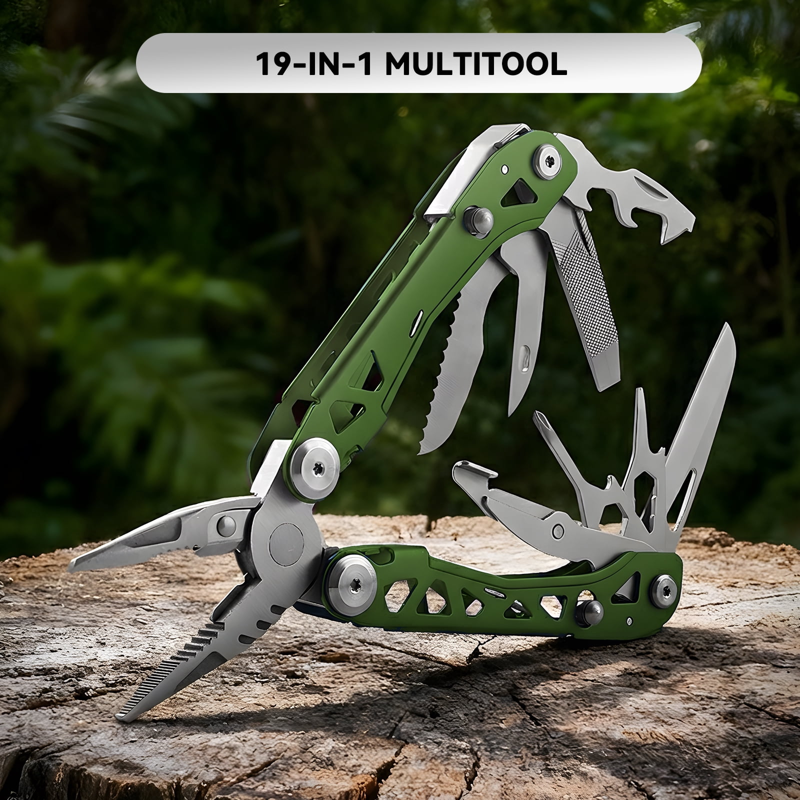 Lightweight Multitool,19-in-1 Multipurpose Plier,Stainless Steel Everyday Tool,Bottle Opener,Saw,Multi-Functional EDC Tool for Camping, Hiking, Outdoor, Survival, Simple Repair
