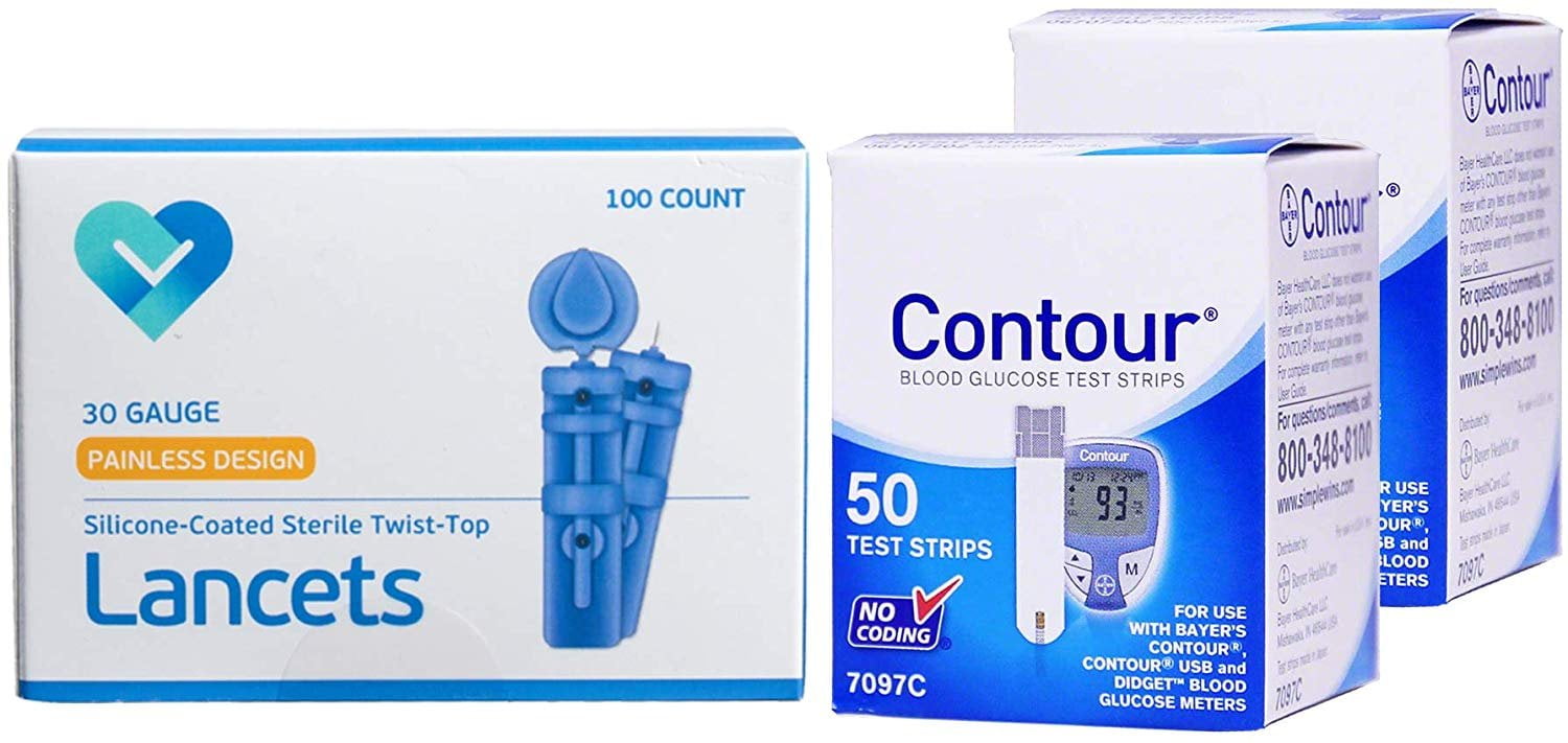 O'Well Contour 100 Test Strips + 100 Lancets Diabetic Testing Refill