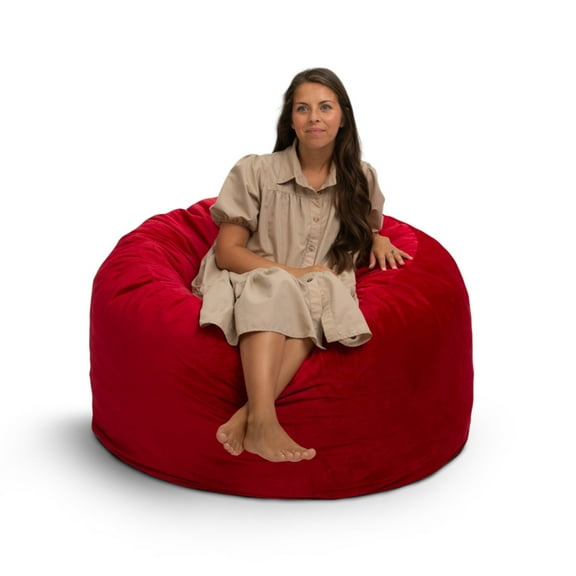 Ultimate Sack 4000 (4 ft.) Bean Bag Chair in multiple colors: Giant Foam-Filled Furniture - Machine Washable Covers, Double Stitched Seams, Durable Inner Liner. (4000, Red Suede)
