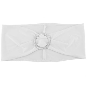 50pcs Stretch Chair Cover Bow Wedding Party Slider Sash Decor(silver)