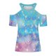 thumbnail image 3 of Tops con estampado de hombros descubiertos de manga corta con cuello en V para mujer Pompotops hkajfhjk466933, 3 of 4