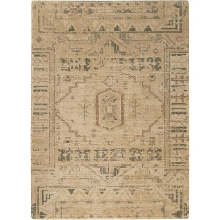 Nourison Silk Elements Beige Area Rug Beige 2 3  x 3 A charismatic collage of designs is utterly original and singularly sophisticated. With its gently gleaming shades of cream  ecru and black  luscious pile and standout silk detailing  this captivating rug is certain to cast a spell.