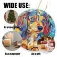thumbnail image 3 of Funny Christmas Ornament,Abstract Dachshund In Vivid Hues,Xmas Round Ceramic Pendant, 3 of 6