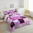 thumbnail image 3 of Feelyou Modern Skating Lover Bedding Comforter Set for Kids, Ice Skates Sport Twin Comforter Sets, Dreamy Purple Patchwork Reversible Bedding Set, Luxury Bedroom Decor, 2pcs, 3 of 8