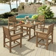 thumbnail image 4 of DYCANPO 18'' HDPS Outdoor Dining Chair Set of 4, Patio Chair with Armrest for Backyard, Light Brown, 4 of 6