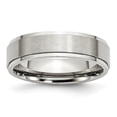 thumbnail image 1 of Stainless Steel 6mm Ridged Edge Ring Man Wedding Classic Flat W/edge  For Dad Mens  For Him, 1 of 10