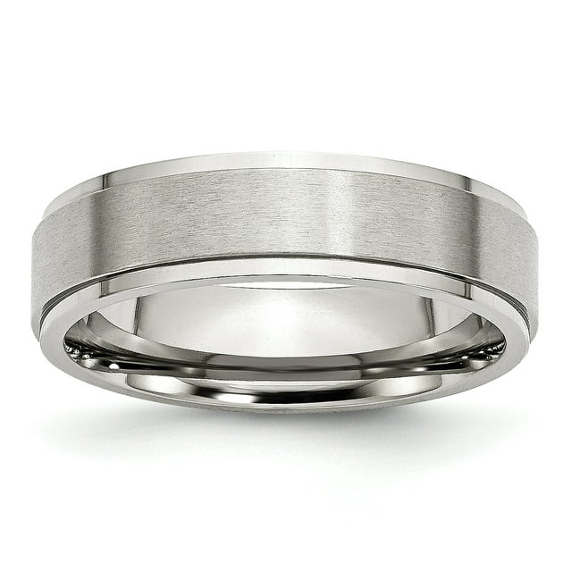 Stainless Steel 6mm Ridged Edge Ring Man Wedding Classic Flat W/edge For Dad Mens For Him
