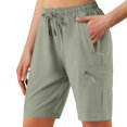 thumbnail image 2 of Running Shorts for Women Quick Dry Hiking Cargo Shorts Lightweight Stretch Active Golf Athletic Short Zipper Pockets Army Green XL, 2 of 5