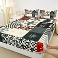 thumbnail image 3 of Feelyou Vintage Xmas Plaid Queen Sheet Sets, Winter Snowflake Flat Sheet, Christmas Patchwork Queen Fitted Sheet, Breathable Home Decor,4 Pieces, 3 of 7