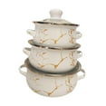 thumbnail image 2 of GROWTH TANK 3 Pieces Enamel Cookware Set Stockpot for Bridal Shower Kitchen Housewarming, 2 of 9