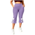 thumbnail image 3 of Ihhxva Women's Plus Size Capri Yoga Pants High Waisted 3/4 Length Stretch Bow Detail Multi-Pockets L-5XL, 3 of 9