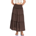 thumbnail image 5 of oqasdz Maxi Skirts for Women Casual Elegant High Waisted A Line Flowy Ruffles Solid Color Tiered Thin Breathable Formal Long Skirt, 5 of 7