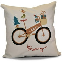 Simply Daisy 16" x 16" Merry Bird Bike Geometric Print Pillow