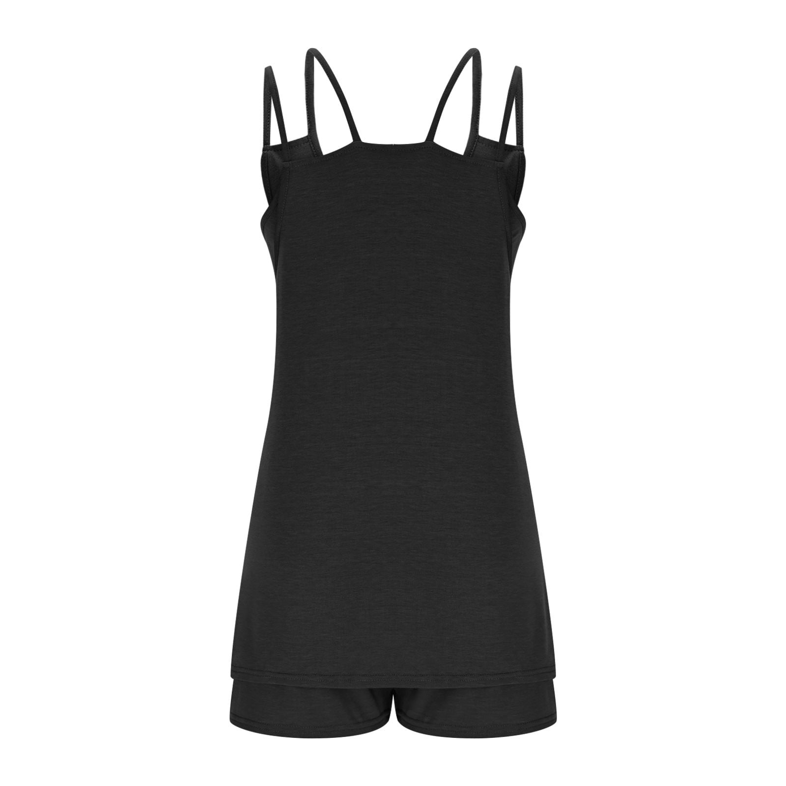 Festival Outfits for Lady Athletic Dress with Shorts for Women Solid Color Sleeveless Mini Dress Romper with Pockets Two Piece Outfits Black XXL