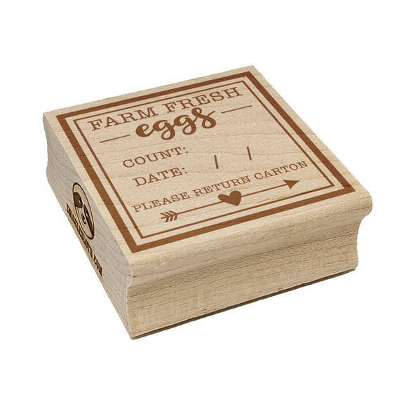 Farm Fresh Eggs Label with Count Date Square Rubber Stamp Stamping Scrapbooking Crafting - Small 1.25in