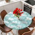 thumbnail image 2 of Mint Palm Tree Summer Round Tablecloth 45-54 Inch Round Fitted Table Cloth with Elastic Edge, Beach Tropical Botanical Coastal Waterproof Table Cover Protector for Outdoor Picnic Party Dining, 2 of 9