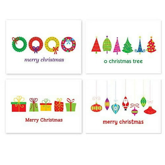 Assorted Christmas Postcards - 4 Fun Holiday Designs - 4" x 6" Assorted Merry Ch
