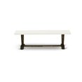 thumbnail image 3 of Pemberly Row V-Style 15x60" Wood Dining Bench in Jacobean/Linen White, 3 of 5