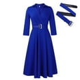 thumbnail image 2 of Women's Plus Size Fall Lapel Fashion Temperament Pleated Dress Workwear Dresses, 2 of 4