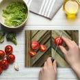 thumbnail image 4 of Rustic Cutting Board, Wooden Fence Vintage and Grunge Gardening Themed Natural Rural Pastoral Print, Decorative Tempered Glass Cutting and Serving Board, Small Size, Brown, by Ambesonne, 4 of 5