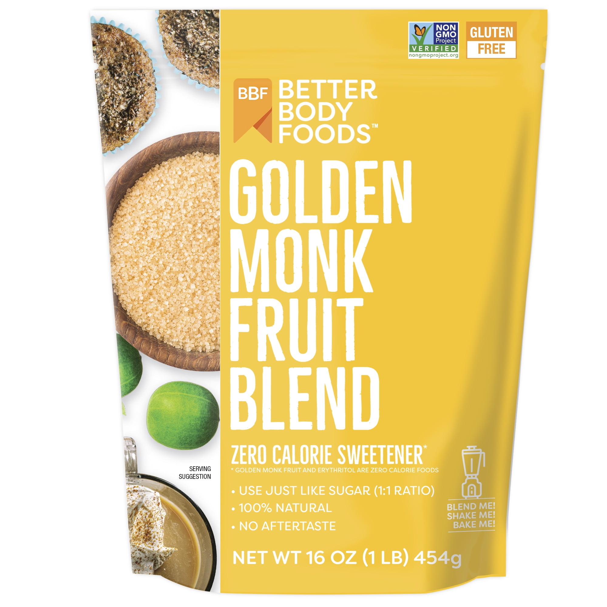 BetterBody Foods Golden Monk Fruit Sweetener Blend, Sugar Substitute, 1 lb