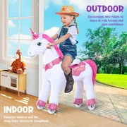 PonyCycle Kid-Powered Ride-On Unicorn Toy, No Battery, Hand Brake, Ages 4-7, Pink, E412
