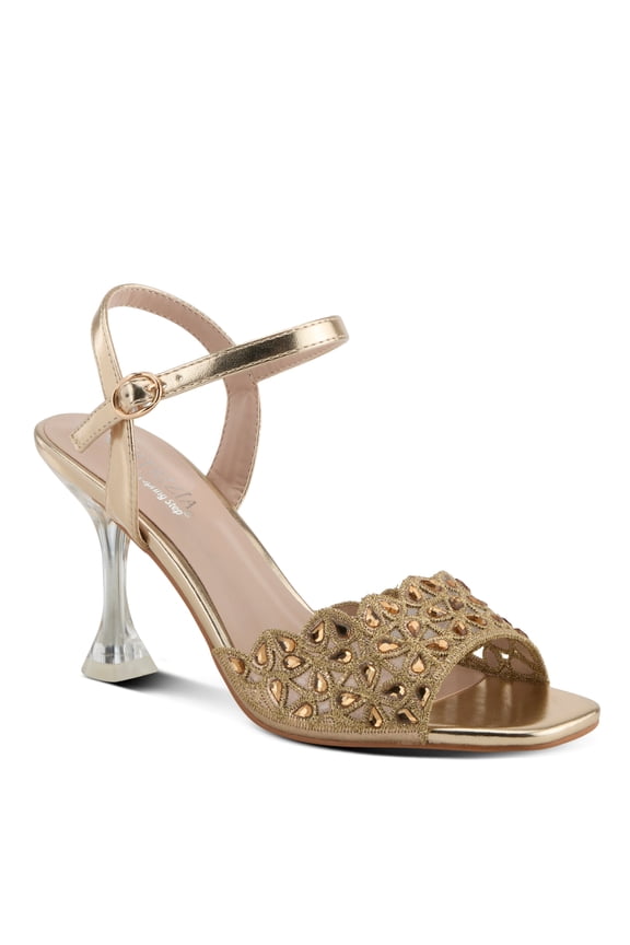 Women's KAYLEIGH Buckle Heels - Lace Upper, Crystal Accents, Elegant Design