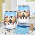 thumbnail image 4 of Merry Christmas Woofmas Xmas Noel West Highland White Terrier Elf Candy Cane Snow 12oz Stainless Steel Wine Tumbler Insulated Cup with Lid Westie Westy Dog Lover - 13017, 4 of 5