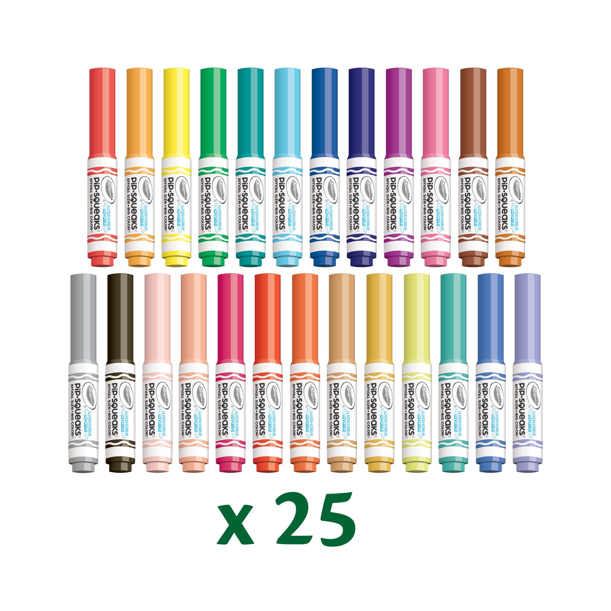 Set de 25 marcadores lavables Crayola Pip Squeaks, esenciales para el regreso a clases, materiales de arte y manualidades, regalo para maestros y niños, edades 4+ 7