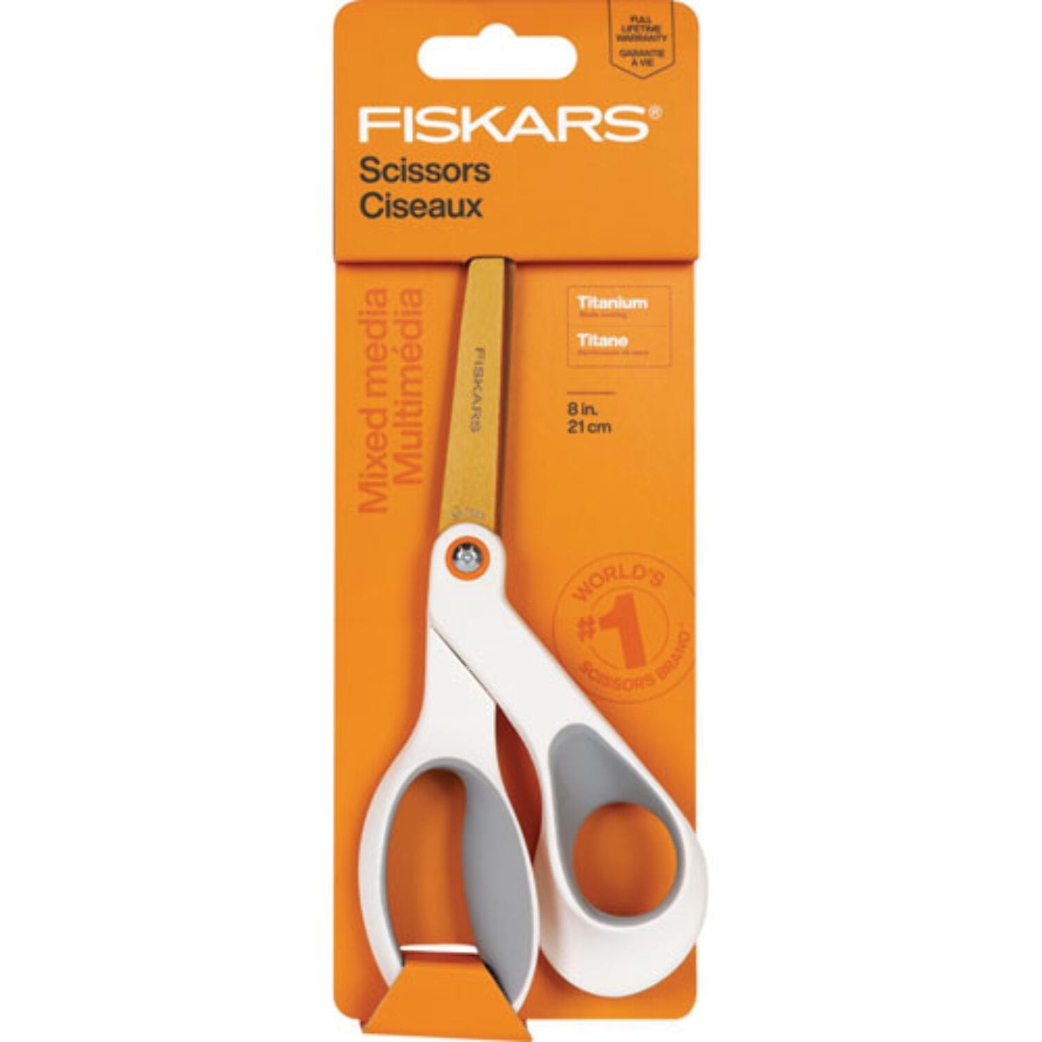 SoftGrip Titanium Scissors 8" Long 4" Cut Length Offset White Handle 1069766