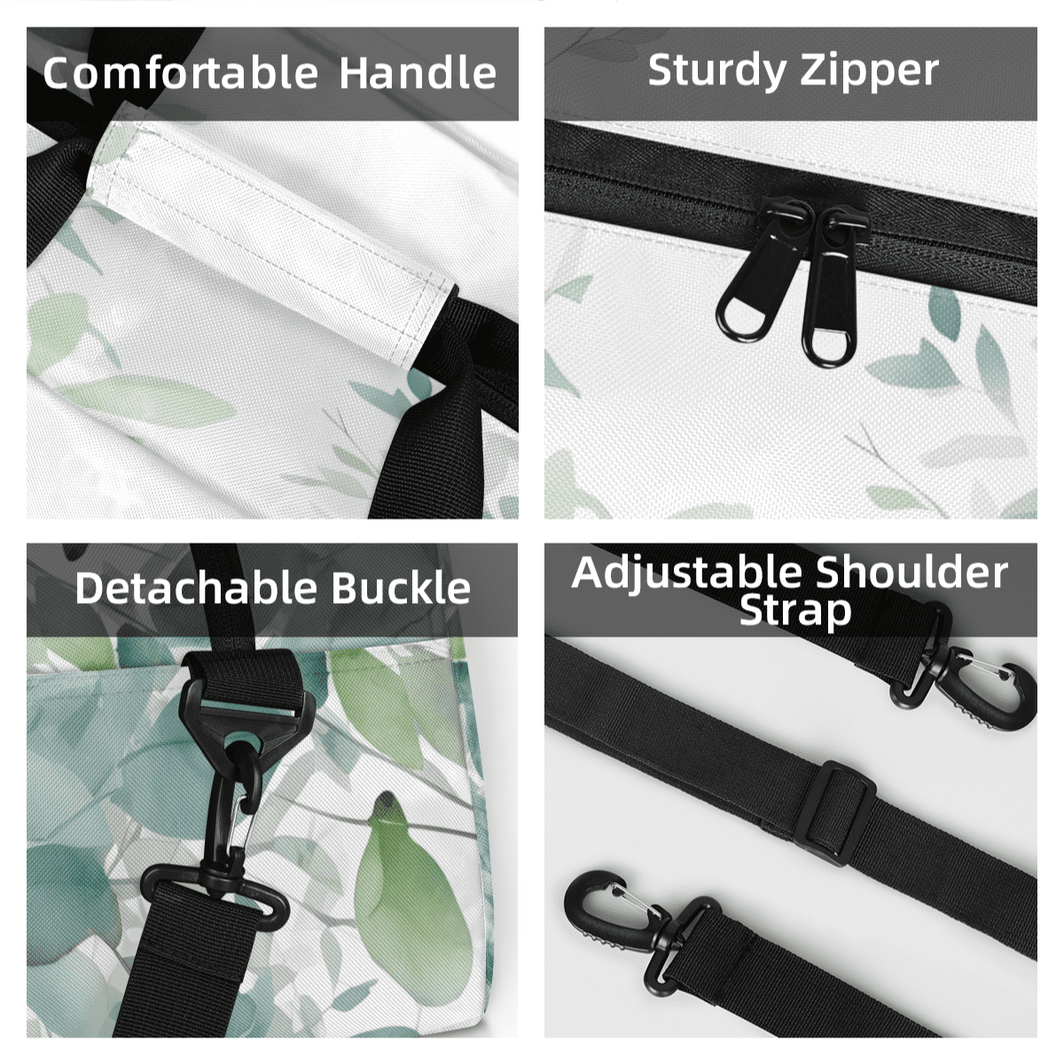Herdesigns Eucalyptus Leaf Sports Duffle Bag for Women & Men, Sage Green Plants Gym Bag Dance Bag Overnight Bag Carry On Weekender Travel Bag