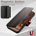 thumbnail image 2 of for iPhone 13 Flip Protective Lychee Texture PU Leather TPU Case, Stylish Wireless Charging Luxury Detachable Magnetic Card Pocket Cash Slots Shockproof Kickstand Phone Case Cover, Brown, 2 of 6