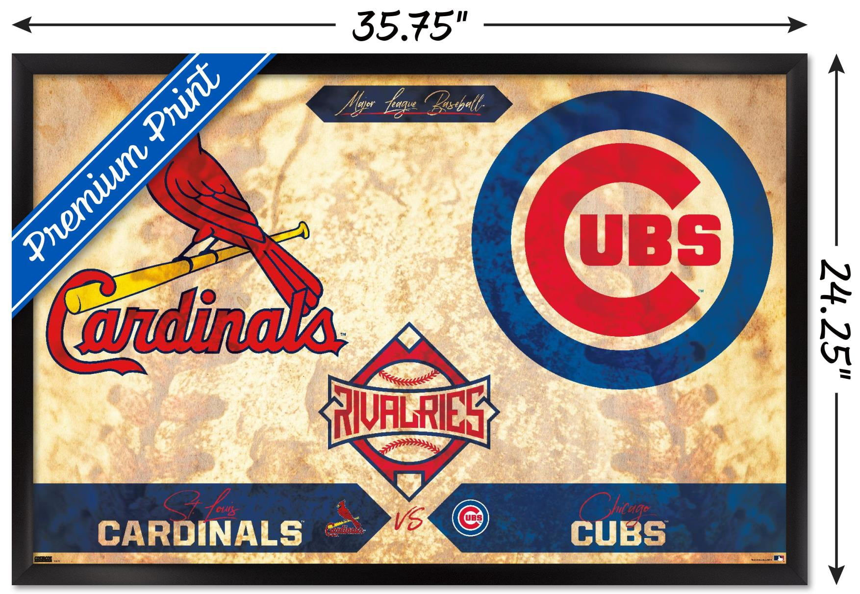 MLB Rivalries - St. Louis Cardinals vs Chicago Cubs Wall Poster, 22.375" x 34" Framed