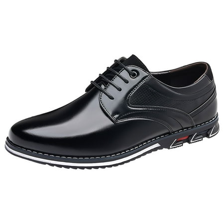 

Quealent Adult Men Shoes Skate Shoes Men Leather Men Leather Shoes Fashionable New Pattern Pointed Flat Bottom Soft Bottom Plain Leather Shoes Black 8.5