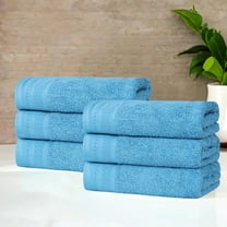 Superior Honeycomb Cotton Medium Weight Hand Towels, Set of 6, Azure