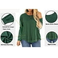 thumbnail image 5 of Mifater Plus Size Tops for Women Long Sleeve Crewneck Tunic Tops Casual Spring Blouse Side Split Tunics Shirts Green Tees, 5 of 6