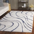 thumbnail image 2 of SAFAVIEH Florida Tamzen Abstract Shag Area Rug, Cream/Blue, 4' x 4' Square, 2 of 13