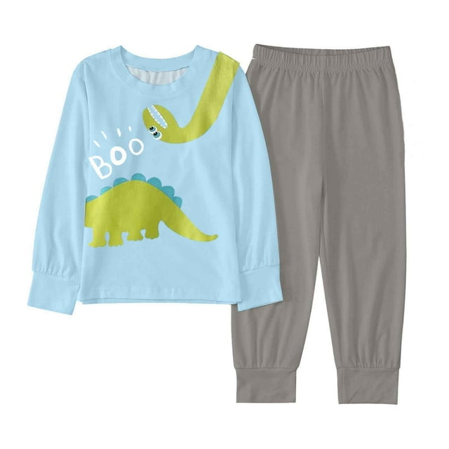Pyjama à Imprimé Dinosaure pour Garçons, Ensemble à Manches Longues et Pantalon Long, Âges 2 à 10