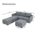 thumbnail image 4 of Honbay Modern Convertible Sleeper Sofa Bed with Storage Ottomans and 6 Pieces Sectional Sofa, Bluish Grey, 4 of 8