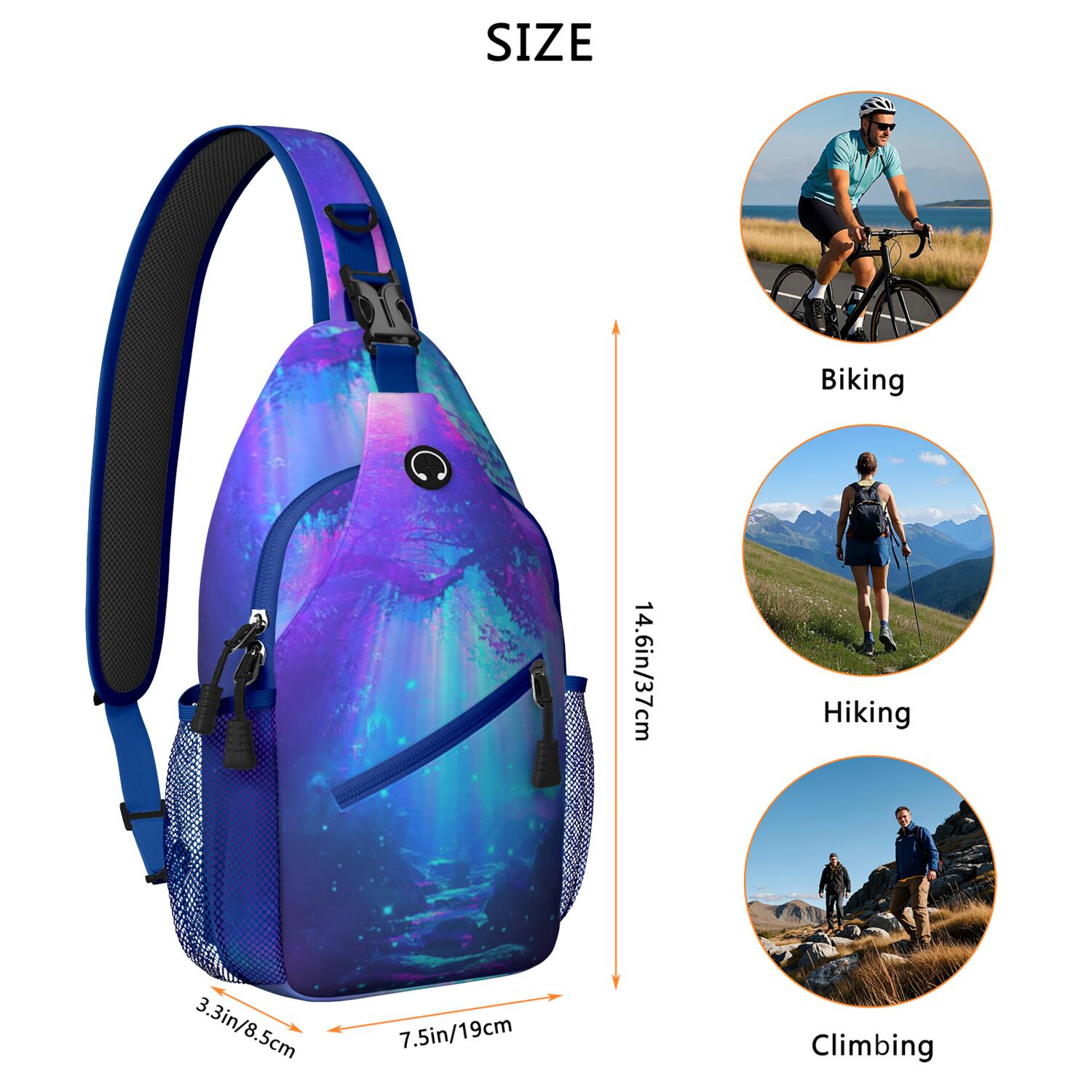 Star Themed Crossbody Bag - Lightweight Chest Backpack for Men & Women - Spacious & Organized for Travel