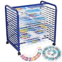 WhizMax 16 Art Drying Racks -16 Removable Shelves, Mobile Paint Drying Rack with Four Lockable Wheels, Ideal for Schools and Art Studios(18" x 26" x 26")