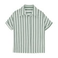 thumbnail image 6 of Coerni Girls Striped Shirts Short Sleeve Summer Kids Cotton Linen Shirt Aesthetic Button Down Loose Tops Lapel Fashion, 6 of 7