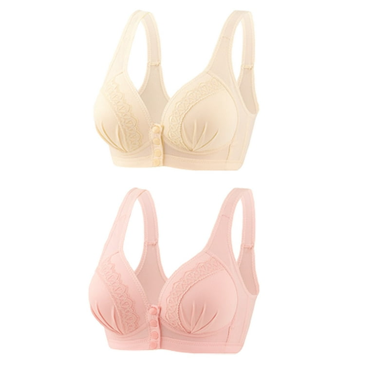 BYOIMUD 2 Pack Bralette Bra Savings Front Closure Bra with Gathering Chest  Support Daily Bra Wear Everywhere Comfort Gift for Women Fashion 2023 Plus  Size Pink XL 
