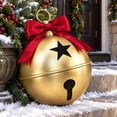 thumbnail image 4 of Luckky Oversized Gold Metal Christmas Jingle Bells, 14 x 10 Inch Giant Sleigh Bell Ornaments with Red Bow, Large Decorative Bells for Porch, Yard, Mantel, Indoor Outdoor Holiday Decor, 1Pc, 4 of 8
