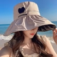 thumbnail image 5 of Sombrero de pescador con protección solar y circunferencia de la cabeza de 56-58 cm, sombrero para el sol de verano para mujer, sombrero para el sol con patrón de amor, 5 of 5