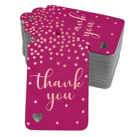 Inkdotpot Pack Of 100 Thank You Bridal Shower-Baby Shower-Retirement-Wedding-Birthday Favor Paper Tags Craft Real Rose Gold Foil Hang Tags